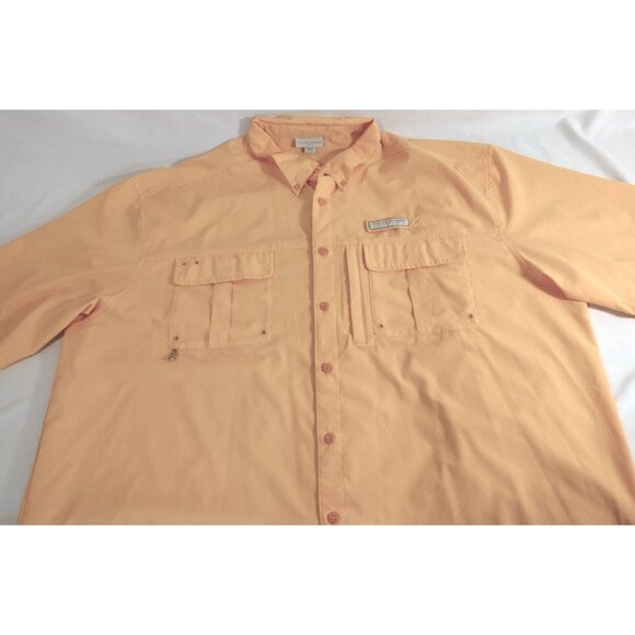 Field & Stream Mens Fisherman Shirt Size XXL Orange Short Sleeve Button Front - Picture 4 of 12
